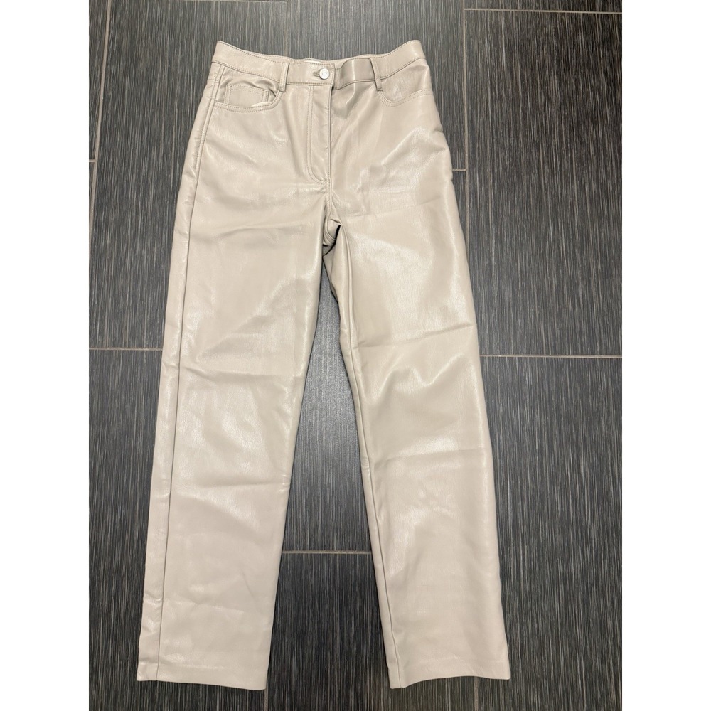 Wilfred Aritzia Melina Faux Leather High Rise Pants Sz 6 Gray Capsule Clean Girl